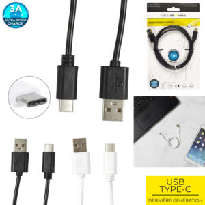 CABLE CHARGE ULTRA RAPIDE 3A ET SYNC TYPE C M12