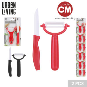 SET COUTEAUX EPLUCHEUR CERAMIQUE 21,5X12,5CM