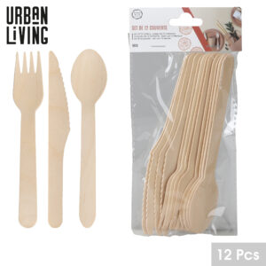 JETABLE - SET DE 12 COUVERTS EN BOIS