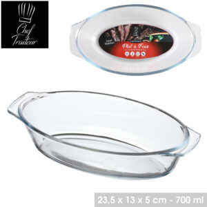 PLAT A FOUR EN VERRE BOROSILICATE OVAL 24X13XH5CM