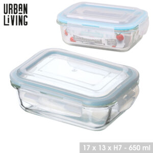 BOITE HERMETIQUE EN VERRE RECTANGULAIRE 650ML 17X13XH7CM