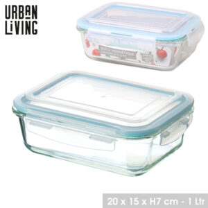 BOITE HERMETIQUE EN VERRE RECTANGULAIRE 1000ML 20X15XH7CM