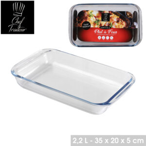 PLAT A FOUR EN VERRE BOROSILICATE RECTANGULAIRE 35X20XH5CM