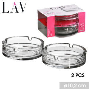 CENDRIER EN VERRE X2PCS DIAM 10,2CM