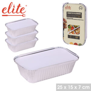 "LES INDISPENSABLES" BARQUETTES EN ALUMINIUM X3 AVEC COUVERCLE 25X15X7CM