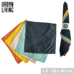 MICROFIBRE X5 30X30CM 5 COULEURS ASSORTIES