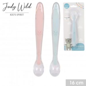 CUILLERE SILICONE 2 COULEURS ASSORTIES ROSE ET VERT PASTEL
