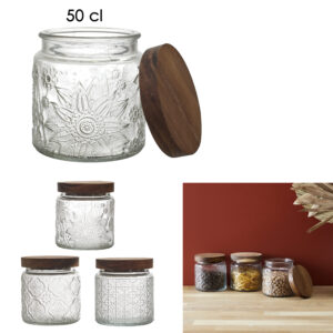 BOCAL A RELIEFS AVEC COUVERCLE ACACIA 50CL M12