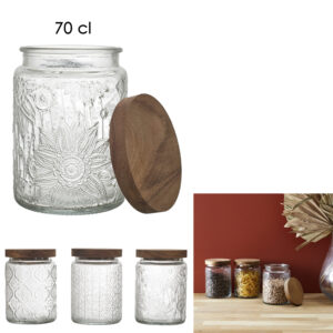 BOCAL A RELIEFS AVEC COUVERCLE ACACIA 70CL M12