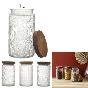 BOCAL A RELIEFS AVEC COUVERCLE ACACIA 100CL M12