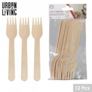 SET DE 12 FOURCHETTES EN BOIS H16CM