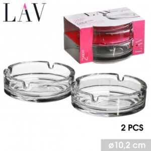 CENDRIER EN VERRE X2PCS DIAM 10,2CM