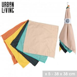 MICROFIBRE X5 38X38CM 5 COULEURS ASSORTIES