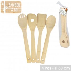 USTENSILES DE CUISINE EN BAMBOU X4PCS