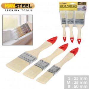 PINCEAUX AVEC MANCHE EN BOIS ET POILS EN SOIE X3PCS