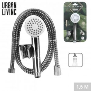 DOUCHE & BAIN - SET DE DOUCHE : FLEXIBLE 1,5M POMMEAU 1 JET EN ABS SUPPORT CHROME