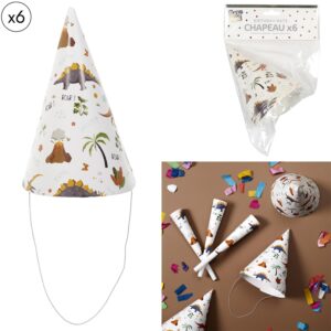 CHAPEAU DE FETE DINOSAURE X6