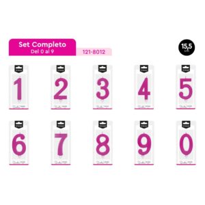 SET BOUGIES CHIFFRES DE 0 À 9 ROSE MÉTALLISÉ 15,5 CM