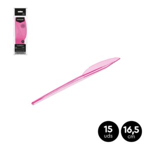 COUTEAUX ROSE FLUOR TRANSLUCIDE 16,5CM 15UDS