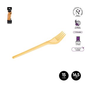 FOURCHETTES ORANGE FLUO TRANSLUCIDE 16.5CM 15UDS