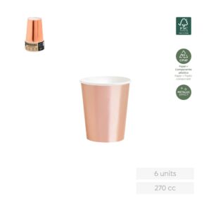 Gobelets en carton métallisé or rose 270 cc