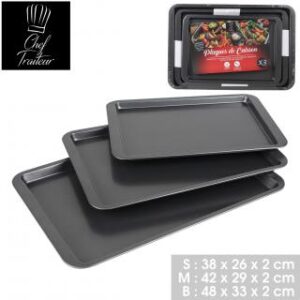 LE FOUR PLAQUE DE CUISSON X3PCS 38X26XH2CM / 42X29XH2CM / 48X33XH2CM
