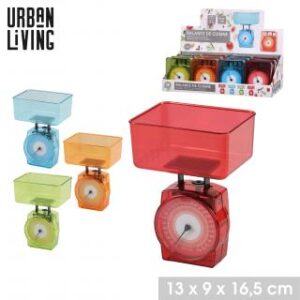 BALANCE DE CUISINE 1KG MECANIQUE 4 COULEURS VERT/BLEU/ROUGE/ORANGE DISPLAY