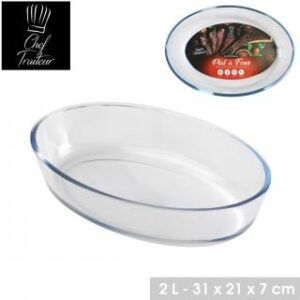 CHEF TRAITEUR PLAT A FOUR EN VERRE BOROSILICATE OVAL 31X21XH7CM