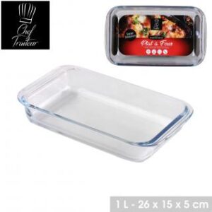 CHEF TRAITEUR PLAT A FOUR EN VERRE BOROSILICATE RECTANGULAIRE 26X15XH5CM