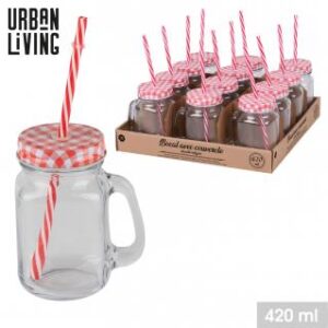 CONSERVATION VICHY MUG EN VERRE AVEC BOUCHON A VISSER ET PAILLE 420ML