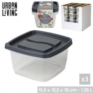 BASIC BOITES DE CONSERVATION CARREES X3PCS 1,35L MIDNIGHT BLUE