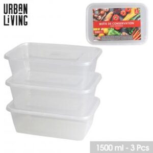 LES INDISPENSABLES BOITE DE CONSERVATION AVEC COUVERCLE 1500ML X3PCS