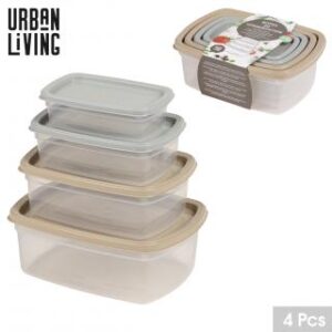 KITCHEN PLUS BOITE FRIGO RECTANGULAIRE X4PCS 2 COULEURS ASSORTIES