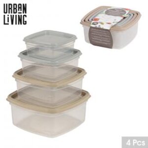 KITCHEN PLUS BOITE FRIGO CARRE X4PCS 2 COULEURS ASSORTIES