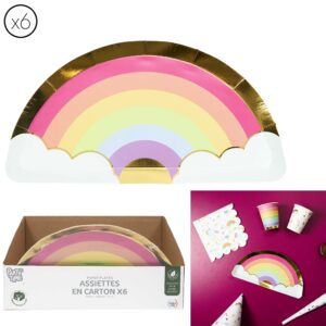 ASSIETTE EN CARTON ARC EN CIEL X6 M24
