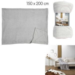 PLAID MICROFIBRE GRIS CLAIR 150X200CM