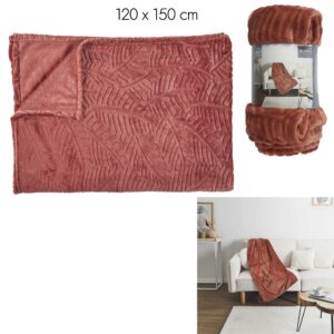PLAID FLANELLE EMBOSSE TERRACOTTA 120X150CM